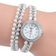 thumbnail image 1 of Reloj de cuarzo con banda de aleación de moda, reloj femenino con diamantes de imitación y perlas de imitación brillantes (plata), 1 of 3