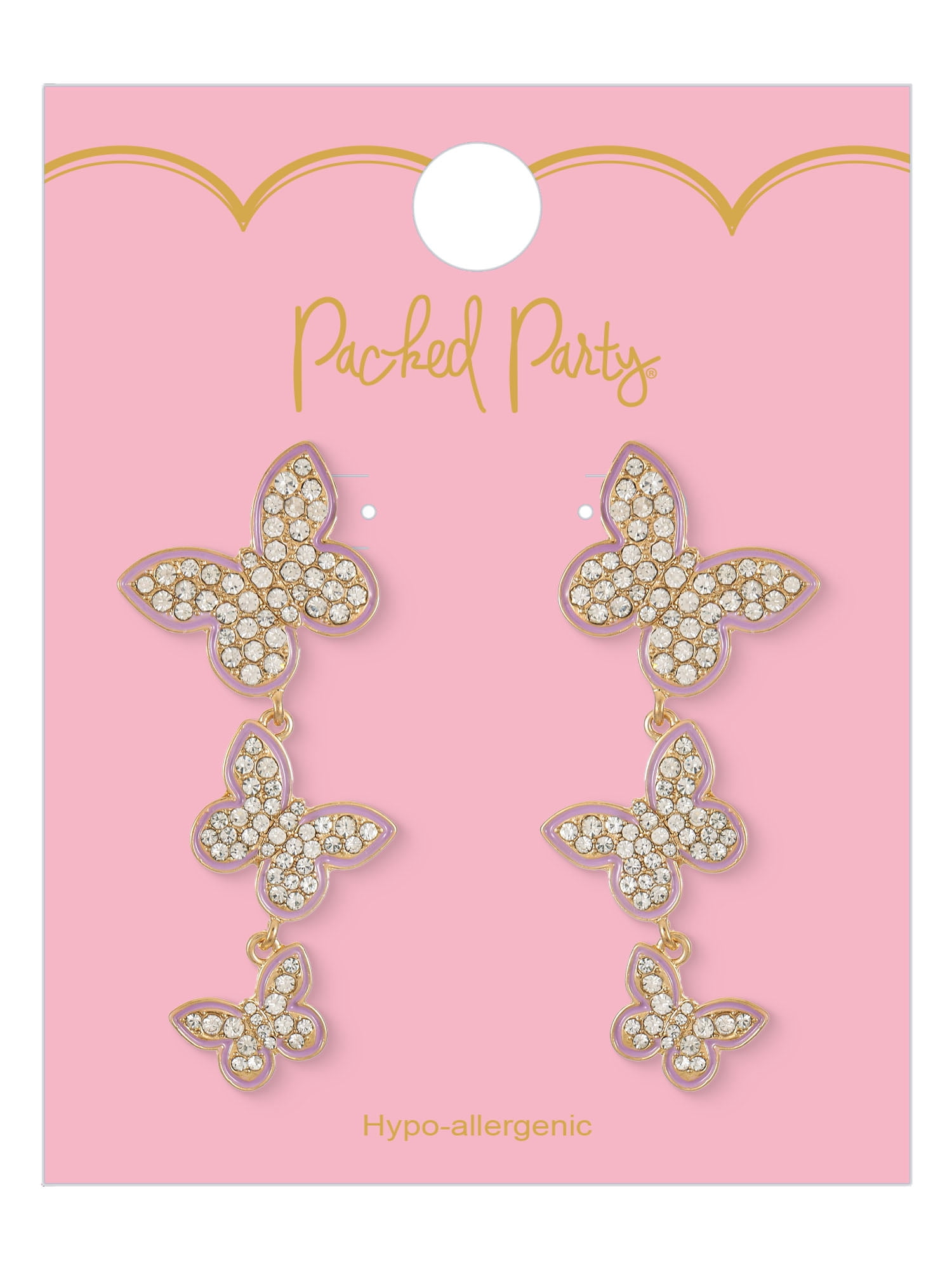 Packed Party Crystal Butterfly Earrings, 1 Pair