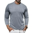 thumbnail image 2 of Male Plaid  Neck Long Sleeve T Shirt Plus Size Solid Color Top, 2 of 6