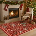 thumbnail image 3 of Wonnitar Christmas Washable Rug 3x5, Non Slip Christmas Entryway Area Rug, Soft Xmas Living Room Throw Rug, Ultra Thin Indoor Floor Carpet for Kitchen Bedroom Holiday Decor, Red, 3 of 10