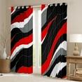 thumbnail image 2 of Manfei Black Red Gray Stripes Blackout Curtains Set of 2 (52x84 Each), Contemporary Abstract Window Curtains, Wave Lines Curtains and Drapes, Luxury Home Decor, 2 of 5