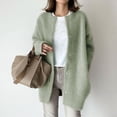 thumbnail image 6 of comerut Women Winter Coat Single-breasted Solid Color Long Sleeves Loose Knitted Keep Warm Sweaters Korean Style Thick Women Coat Women Clothing, 6 of 7