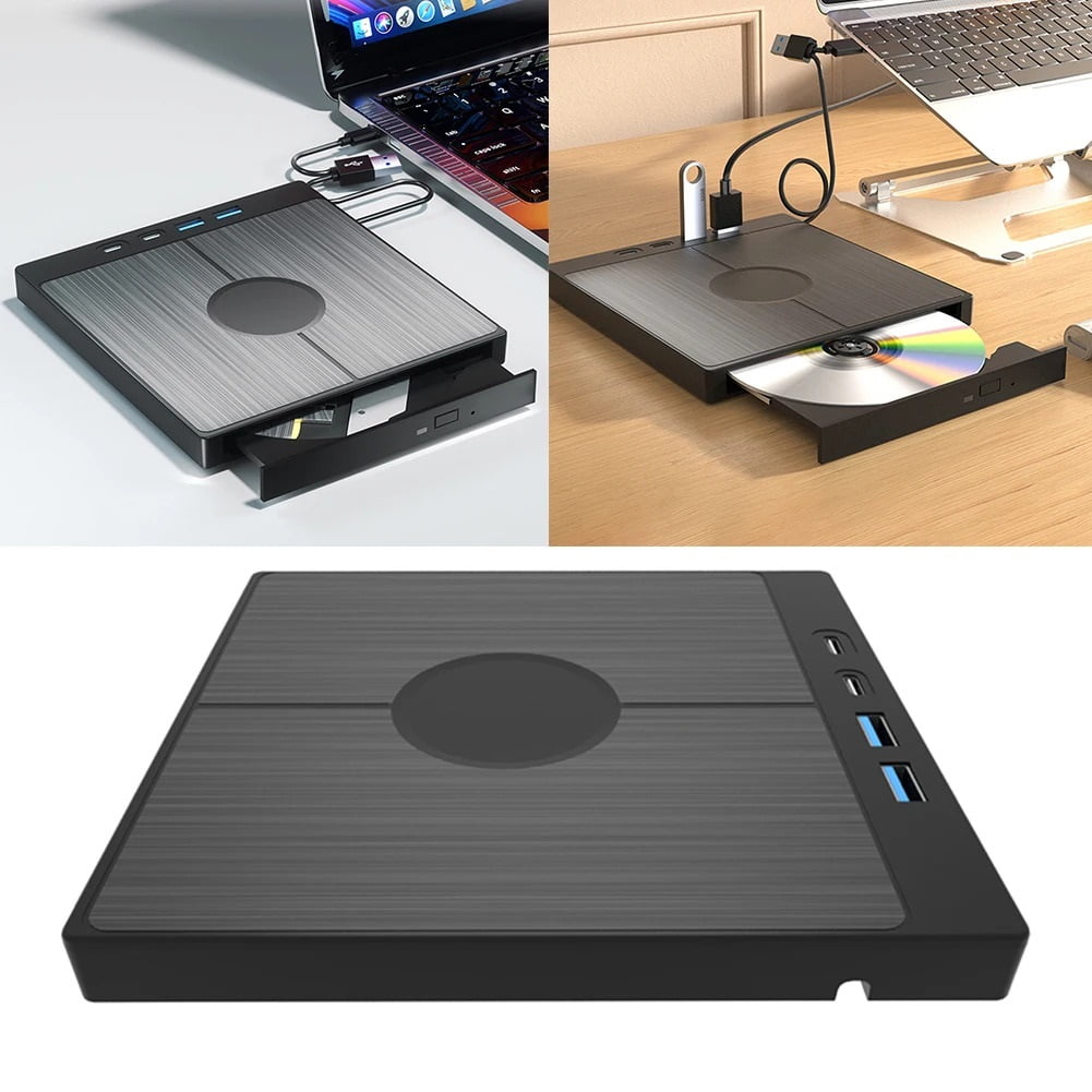 7 in 1 External CD/DVD Drive USB 3.0 DVD Player with 2 USB/Type-C Ports ,Easy to Use