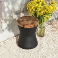 thumbnail image 2 of MOALCOFER Outdoor Side Table with Faux-Wood Top,Small Round Patio Side Table,Black, 2 of 6
