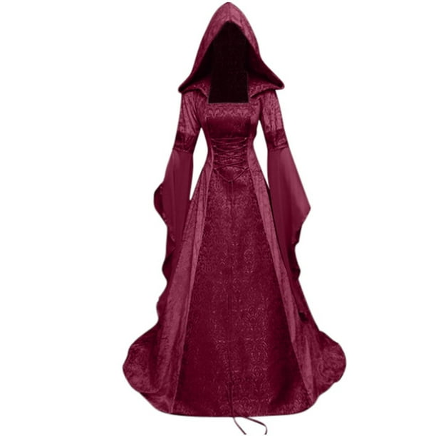 Witch Costume for Women Gothic Hooded Halloween Costumes Medieval ...