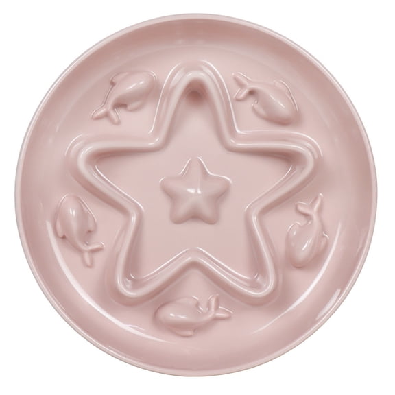 CCOCC Slow Feeder Cat Bowl,Melamine Elevated Cat Food Bowl,Whisker Friendly Raised Puzzle Feeder for Cats&Small Dogs,Wet&Dry Food,Dishwasher Safe,Non-Slip (Pink)