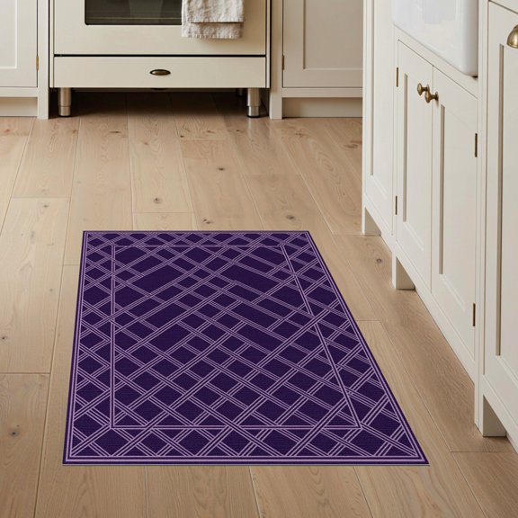 ODIKA 3'x5' Washable Accent Rug Style Abstract Grid Network Modern Decorative Surface Cover for Bedside, Nursery Room, Pet Friendly & Non-Shedding