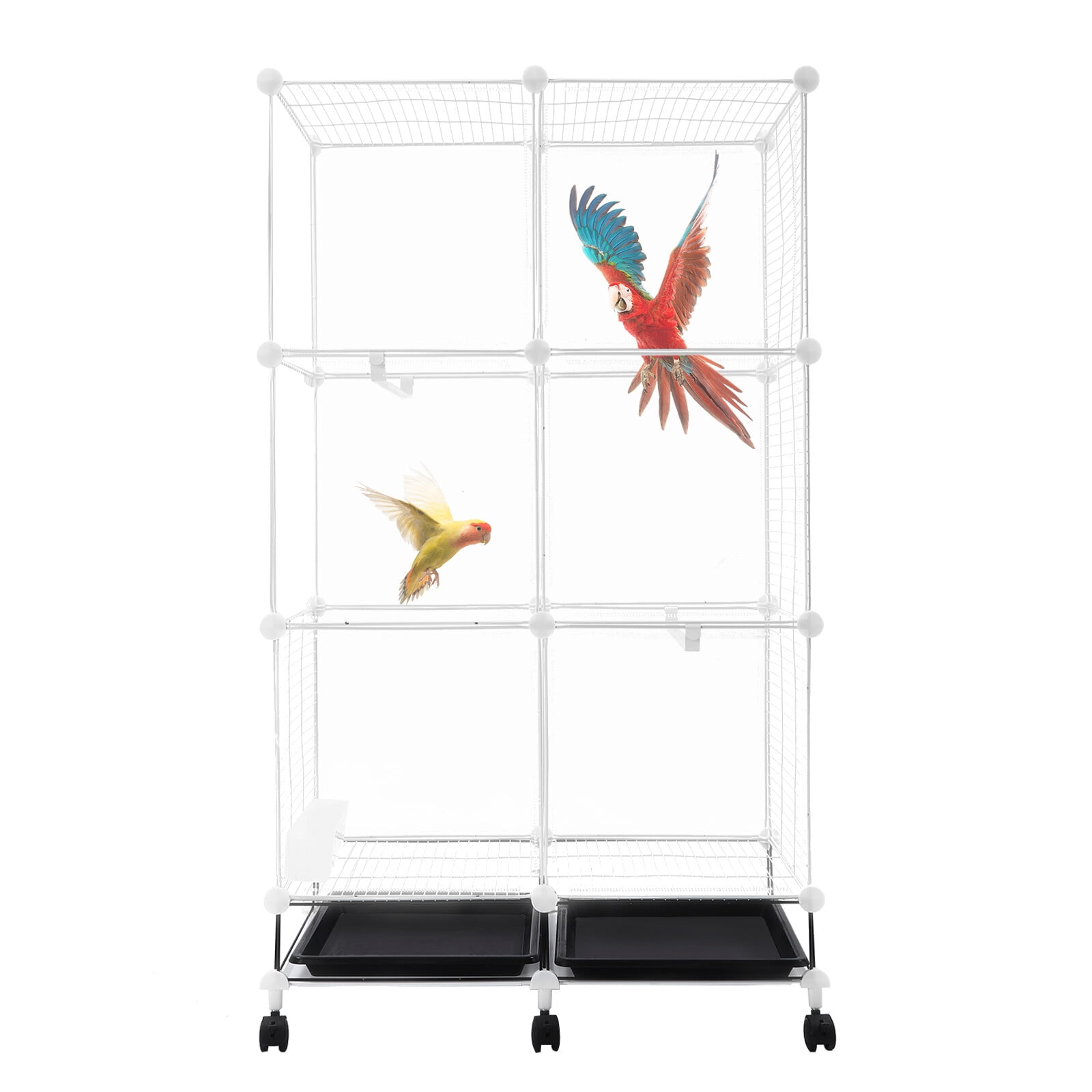 3-Tier Iron Resin Bird Cage with 6 Braked Universal Wheels for 1-10 Small Medium Birds Parrot