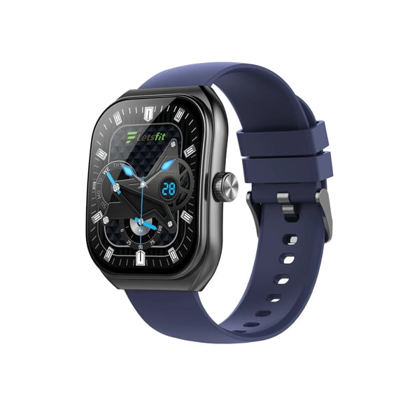 Letsfit E46 Smart Watch Black Bezel W/BLUE&Black Bands Fitness Tracker Bluetooth