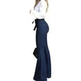 thumbnail image 5 of Yolossia Womens High Waist Wide Leg Bootcut Denim Jeans Belted Flared Jeans, 5 of 5
