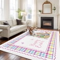 thumbnail image 2 of Large Area Rugs for Living Room Bedroom, Easter 8'x10' Rug Washable Carpet Runner Indoor Outdoor, Spring Tulip Floral Rabbits Butterfly Pastoral Non Slip Floor Mats Rug for Kitchen, Patio, 2 of 8