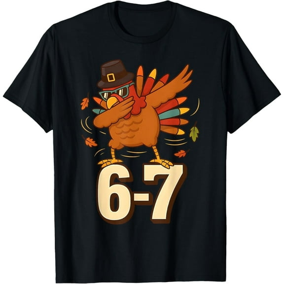 Funny 67 Thanksgiving Turkey Dabbing Six Seven Meme Boys T-Shirt