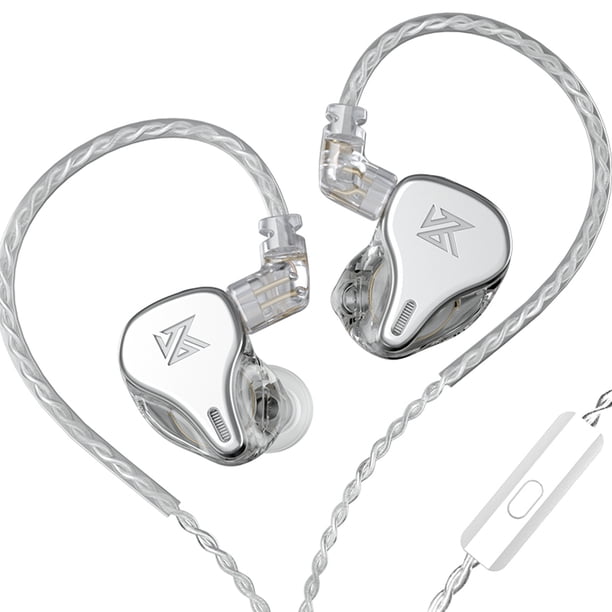 KZ DQ6 Audífonos internos con cable de 3,5 mm 3DD Dynamic HiFi Audífonos deportivos Audífonos deport Abanopi Silver/Con micrófono