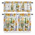 thumbnail image 2 of Kitchen Window Curtains Valance and Tier Set, Spring Flowers Gnomes Rod Pocket Tier Curtain Valance Set, Dwarfs Floral on Wood Board Light Filtering Cafe Curtains for Bedroom Living Room, 2 of 9