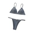 thumbnail image 2 of KYAIGUO Womens Two Piece Swimsuit Solid Color Bikini Set 2PCS Triangle Bathing Suits Beach Halter Swimwear for Women, 2 of 11