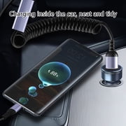 HEMLBOYW 66W USB C Cable Retractable Spring Designs Double Type C Charging Cable, Supports Simultaneous Charging for Two Devices
