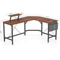 thumbnail image 5 of CubiCubi 59 x 47inch L-Shaped Computer Corner Desk with Monitor Stand and Storage Bag, Espresso Finish, 5 of 6