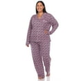 thumbnail image 2 of White Mark Women's Plus Size Heart Print Long Sleeve Pajama Set, 2 of 5