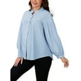 thumbnail image 4 of INSPIRE CHIC Womens Maternity Shirts Blouses Pleated Button Down Long Sleeve Pregnancy Nursing Top XL Blue, 4 of 6