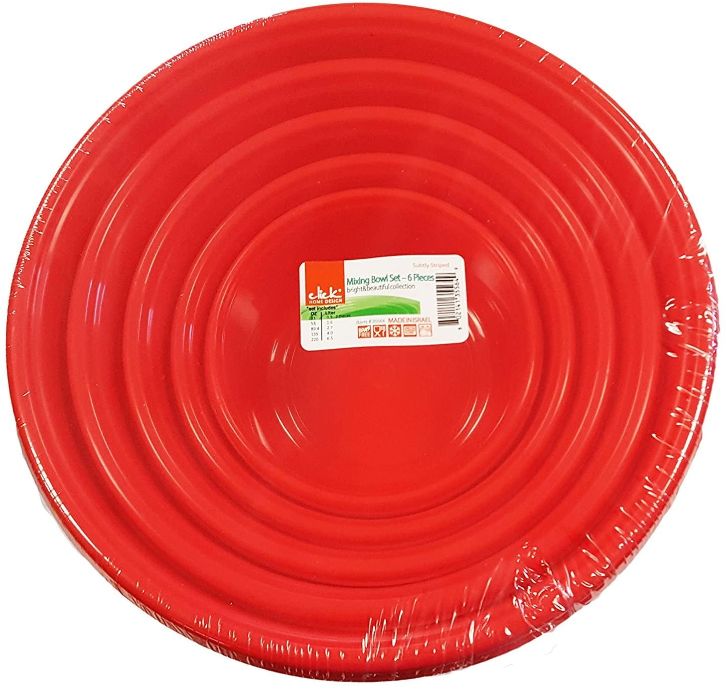 Set of 5 Plastic Nesting Mixing Bowls in 5 Different Sizes and 2 Colors