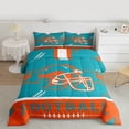 thumbnail image 2 of jejeloiu Football Game Gaming Full Size Comforter Sets,Cyan Orange Helmet Bedding Sets For Ball Lover Reversible 3-Piece, 2 of 8