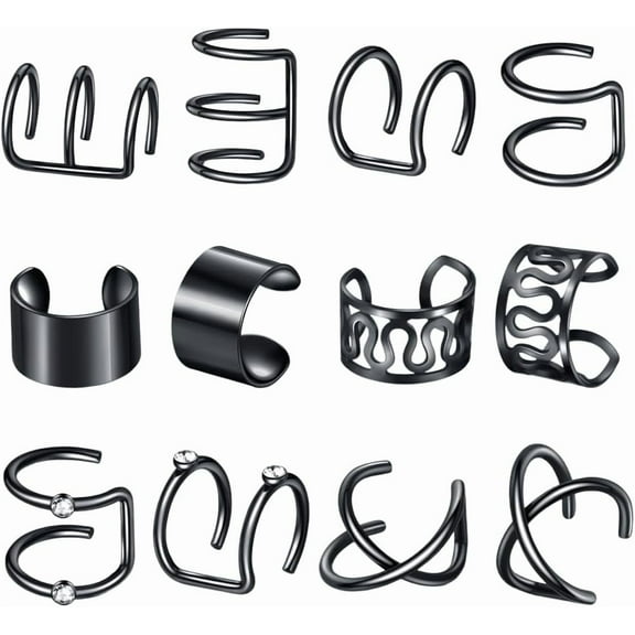 12Pcs Black Hair Jewelry Braid Loc Jewelry Braid Beads Metal Hair Cuffs Charms Rings Clips Hair Braids Decoration