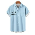 thumbnail image 2 of AHTJRT Stylish Men's Camouflage Print Button Down Short Sleeve Shirt Light Blue L, 2 of 4