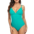 thumbnail image 1 of Womens One Piece Swimsuits Scalloped High Cut Backless Monokinis Bathing Suits, 1 of 6