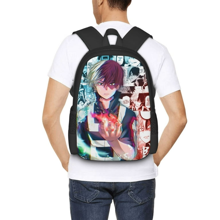 My Hero Academia Shoto Todoroki Backpack Multi Function Travel Backpack Laptop Backpack Lightweight Casual Daypack Bookbag 16.5 In