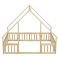 thumbnail image 5 of Full Size Floor Bed for Kids Toddlers, Wooden Montessori Bed Frame with Roof and Fence Guardrails, Playhouse Bed Tent Bed for Boys Girls Bedroom, Easy Assembly, Natural, 5 of 7