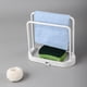 thumbnail image 4 of Soporte de Cocina, Escurridor de Trapos, Organizador Multifuncional para Esponjas y Cepillos de Fregar, Diseño de Doble Barra con Bandeja Escurridora Desmontable, Escurridor de Plástico Blanco y Gris, 4 of 6