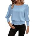 thumbnail image 2 of Loopsun Womens Long Sleeve Fall Tops Fashion Solid Crew Neck Sports Pullover Shirts, 2 of 4