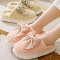 thumbnail image 4 of Ladies Slippers Women Fuzzy Bow Slippers Winter Elegant Cozy Plush House Shoes With Faux Pelt Liner Gift For Women Women's Shoes Red Size 8, 4 of 8