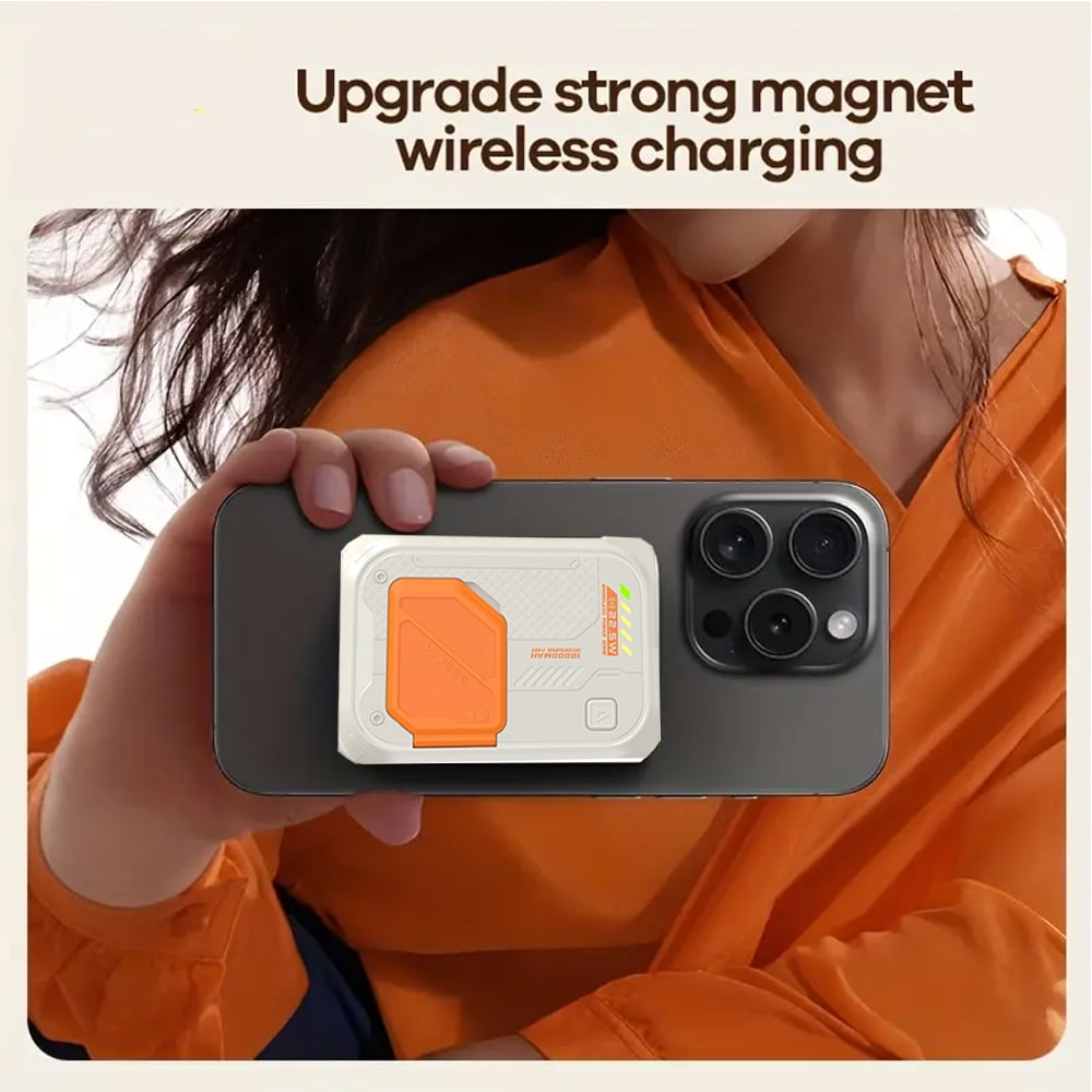 Dexqynl Magnetic Power Bank, 20000mAh Portable Charger, with Foldable Wall Plug, Detachable Data Cable, Foldable Bracket, Outdoor Emergency Backup Battery, Compatible with iPhone, Samsung, Green