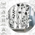 thumbnail image 4 of Black and White Flower Shower Curtain Set - Farmhouse Floral Vintage Botanical Fashion for Bathroom 72x72 Inch Polyester Waterproof Decor Accessory, 4 of 6