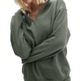 thumbnail image 3 of LMLYSoH Women Shorts Set, Long Sleeve Stand Collar Zipped Sweatshirt with Shorts Activewear Fall Outfit, 3 of 5