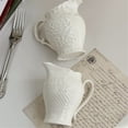 thumbnail image 3 of European Sauce Pot Ceramic Afternoon Tea Milk Pitcher With Handle Vintage Embossed Gravy Boat, 3 of 3