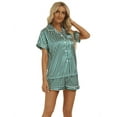 thumbnail image 4 of IROINNID Women's Two-Pieces Pajamas Set Short-sleeve Tops with Shorts Causal Loungewear Soft Sleepwear,Green, 4 of 7