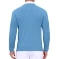 thumbnail image 3 of SUÉTER PULLOVER DE PUNTO TEXTURIZADO EN ESPIRAL PARA HOMBRES, AJUSTE DELGADO, CUELLO REDONDO, MANGA LARGA, TAMAÑO S, AZUL, 3 of 6