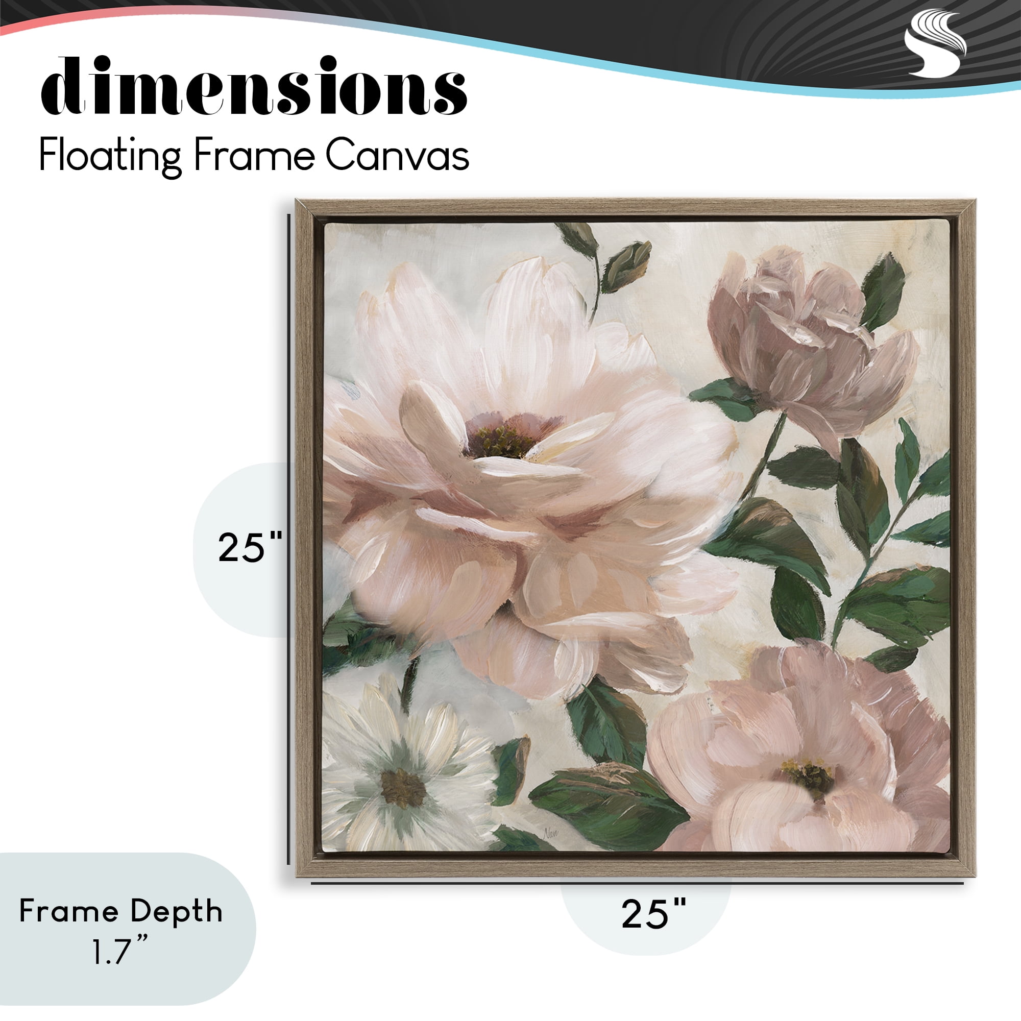 Stupell Industries Budding Blush Peonies & Leaves Brown Framed Floater Canvas Wall Art, design by Nan
