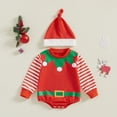 thumbnail image 2 of Baby Elf Outfit Long Sleeve Elf Bodysuit Hat Set Festive Dress Outfit First Christmas Baby Boy Outfit 9-12 Months, 2 of 5