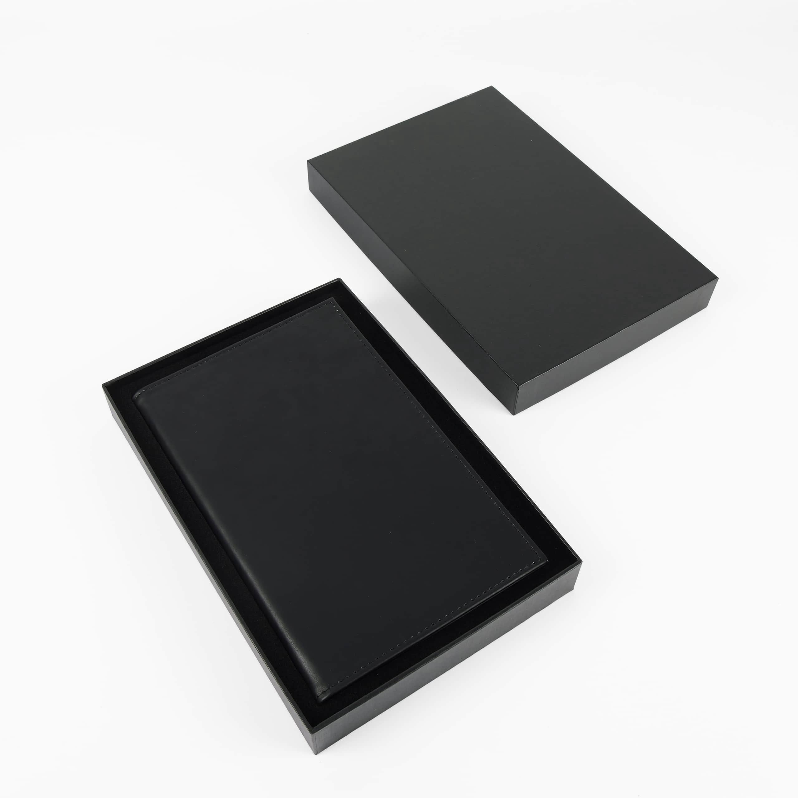 MakerFlo Laserette Refillable Journal for Adults, 8.75" x 5.5", Vegan Leather Cover with Lined Pages, pack of 12, Black