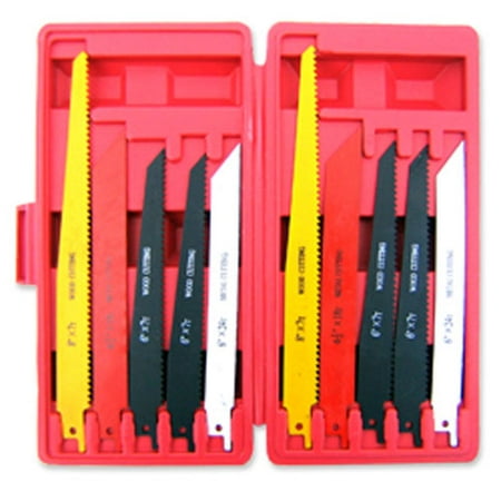 10 Pc Reciprocating Saw Blade Set W/ Case Metal & Wood (Best Saw Blade For Engineered Flooring)