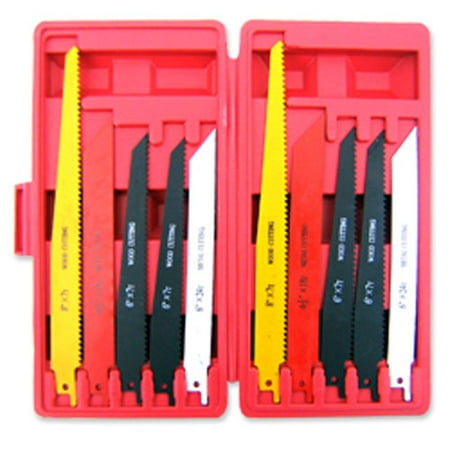 - 10 Pc Reciprocating Saw Blade Set W/ Case Metal & Wood Sawzall