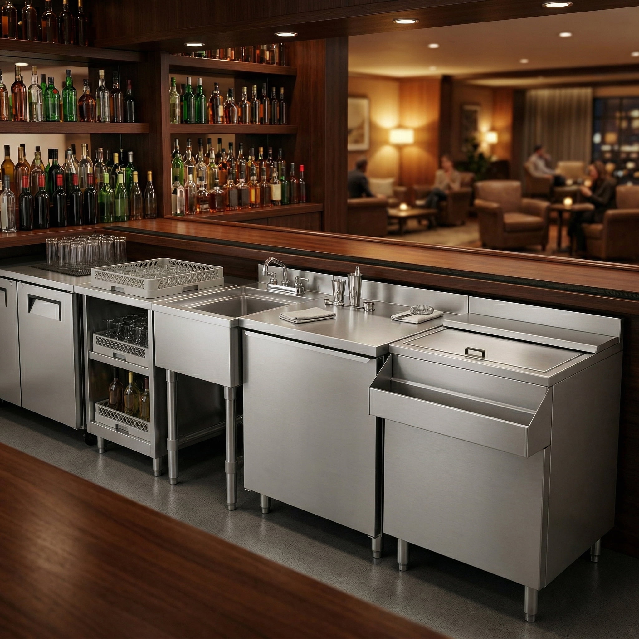 AmGood Commercial Underbar Hand Sink 22.5 in. x 12 in. x 30 in. Stainless Steel with Backsplash Faucet Included NSF, Single Bowl Bar Prep Sink