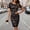 Black, variant on Women's Lace Floral Midi Wrap Dress – Round Neck Short Sleeve, Slimming Waist-Hugging Silhouette Vacation Dress White,L