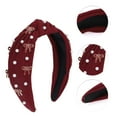 thumbnail image 3 of Unique Bargains 1 Pc Bow Faux Pearls Tie Headbands for Women Wine Red, 3 of 6