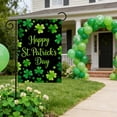 thumbnail image 6 of AZXY Happy St Patricks Day Welcome Shamrocks Garden Flag 12x18 Inch Double Sided, Green Clovers Black Background Outdoor Yard Farmhouse Decoration, 6 of 7