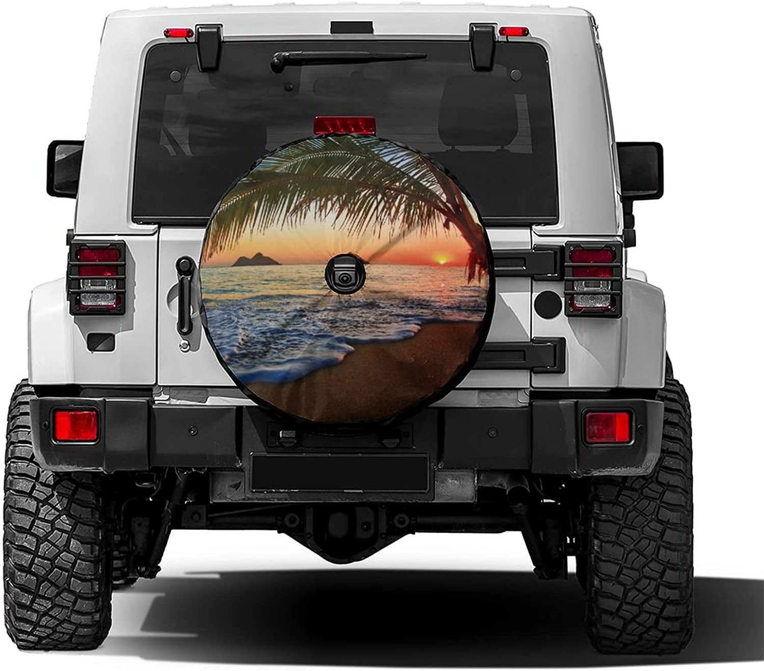 Spare Tire Cover with Backup Camera Hole Pacific Sunrise Wheel Covers  Waterproof Dust-Proof UV Sun Universal Fit for Jeep Trailer RV SUV Truck  (17 Inch for Diameter 31"-33") 