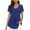 Blue, variant on Women Flowy Ruffle V Neck Short Sleeve Blouse Chiffon Pleated Casual Loose Tops Summer Fashion Tee, Purple L